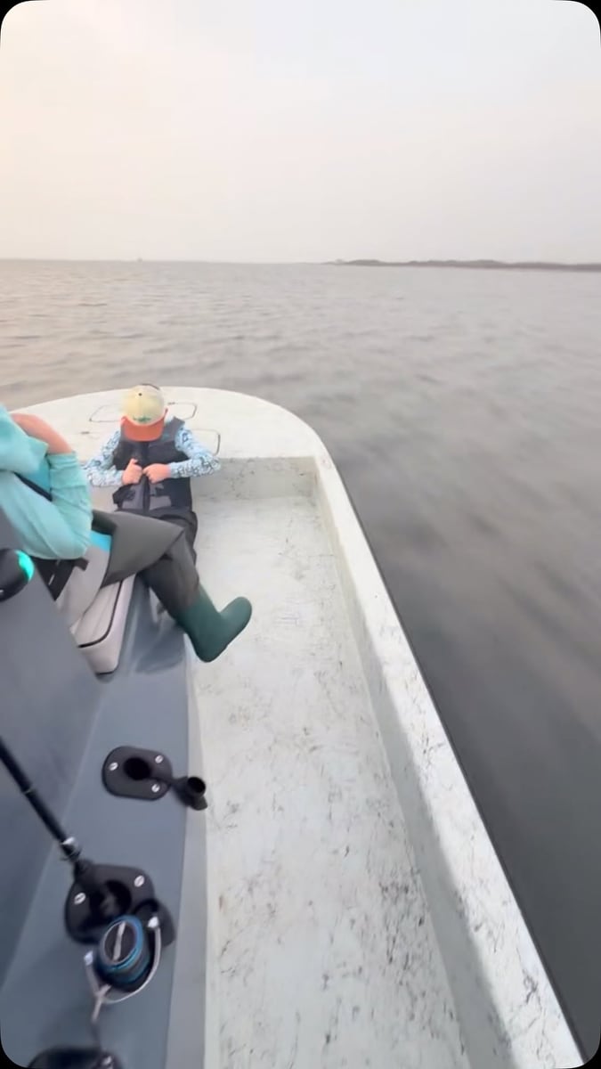 A shallow-water skiff rigged and ready on the Coastal Bend flats